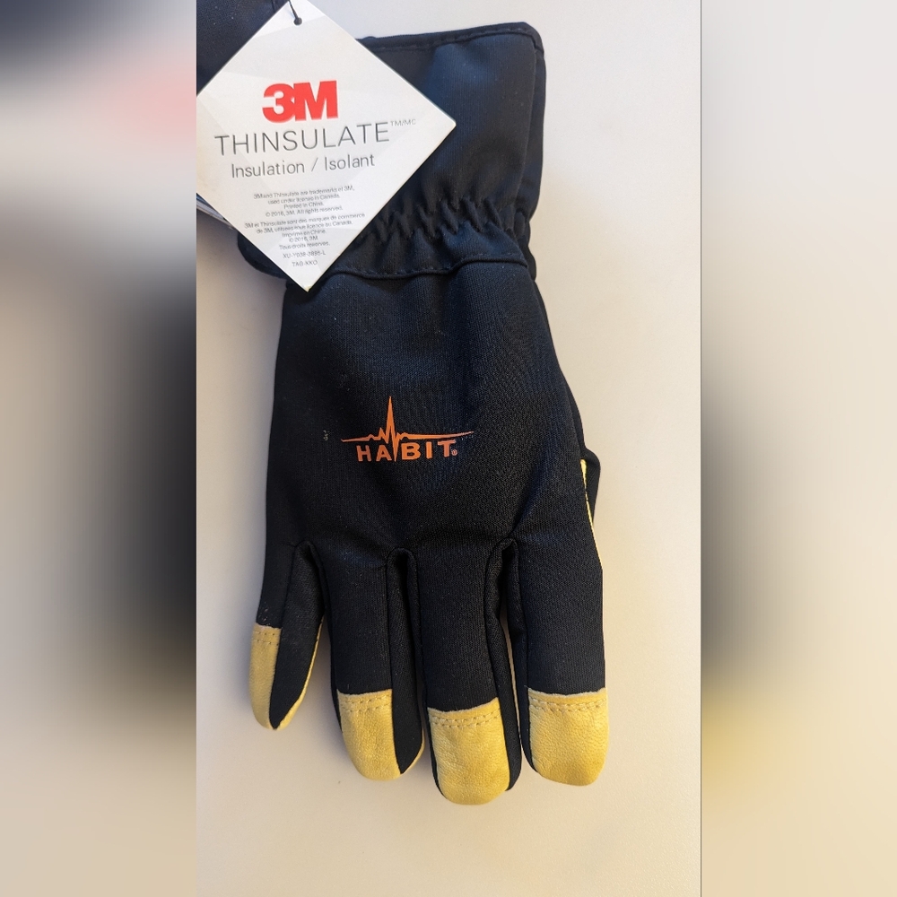 NWT, Thinsulate Mens Insulated Gloves Goatskin Leather Waterproof Thermal Fleece